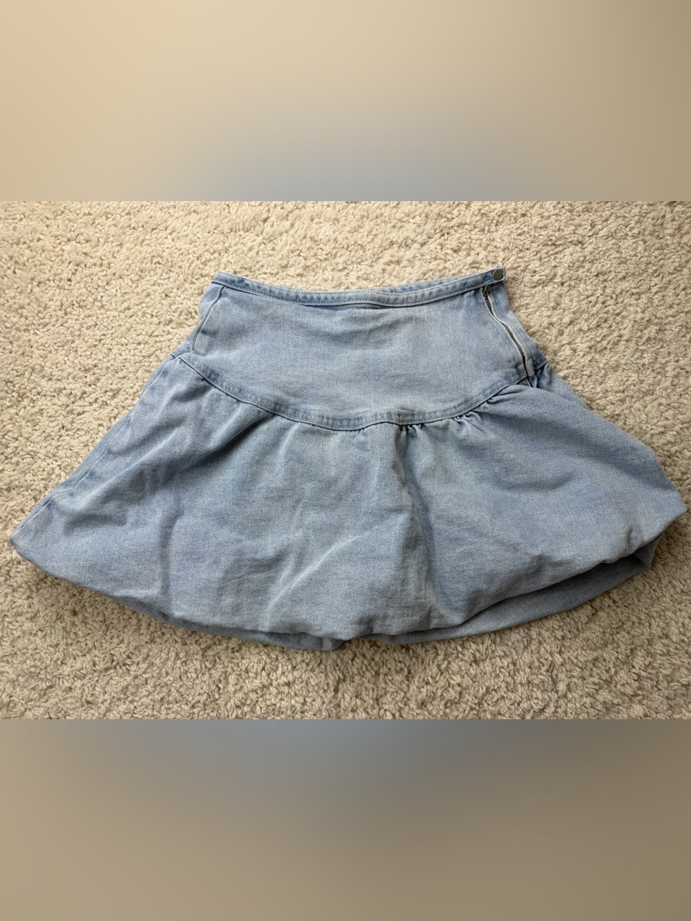 Women’s Small Bubble Hem Denim Flared Skirt